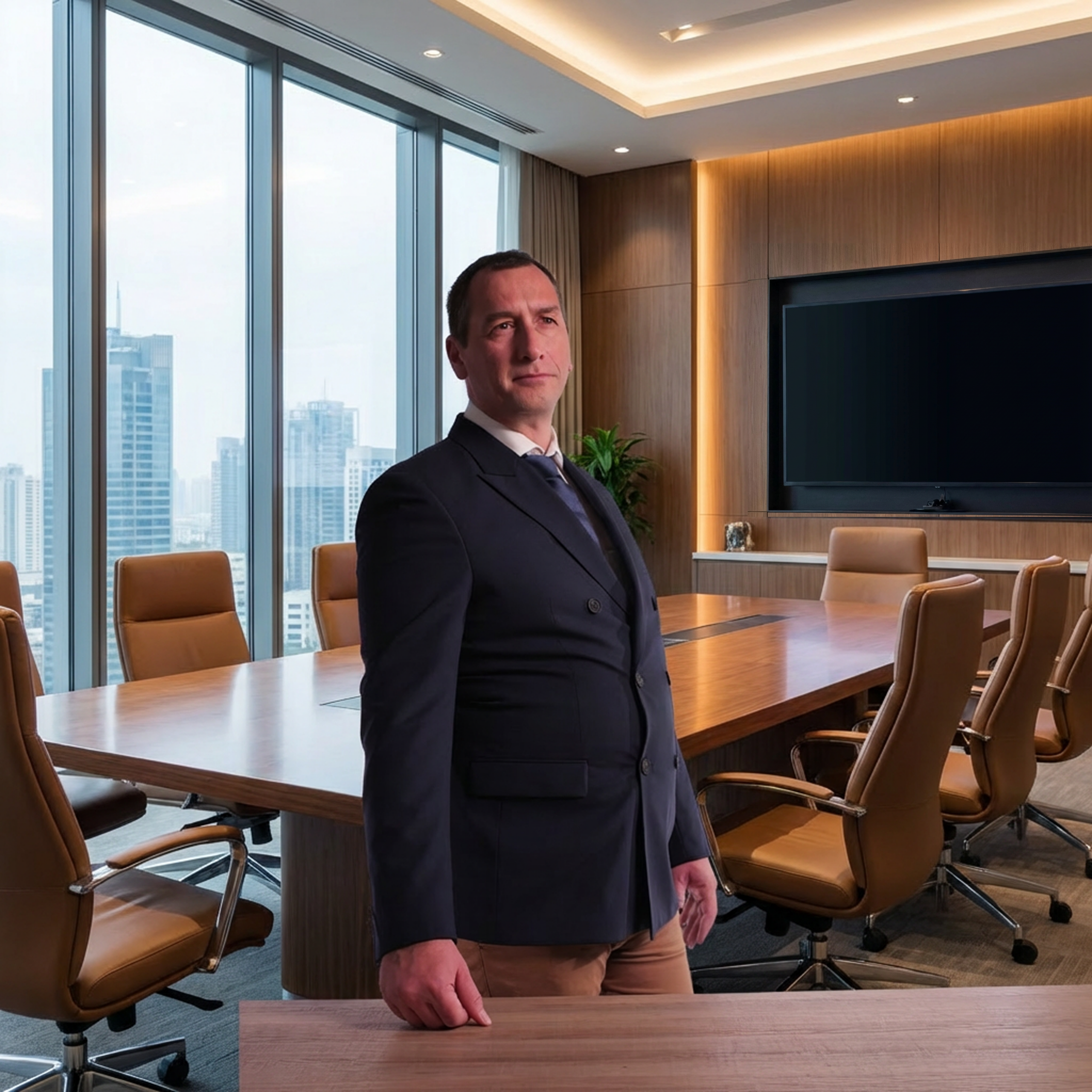 Guillaume PG Lamory in a fully equipped meeting room.